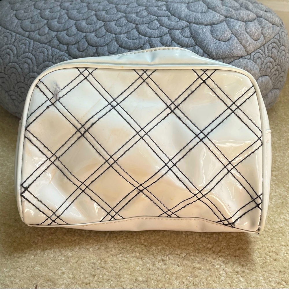 COPY - Cream with black stitching cosmetic case